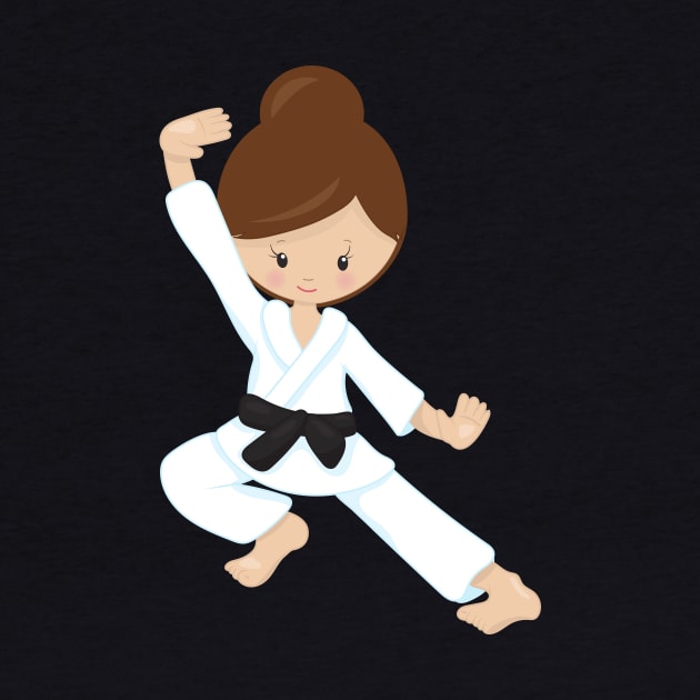 Karate Girl, Cute Girl, Black Belt, Brown Hair by Jelena Dunčević